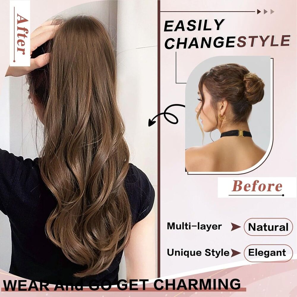 Drawstring Ponytail Extension for Women 23 Inch Long Wavy, 18A-203H010 - Picture 3 of 4